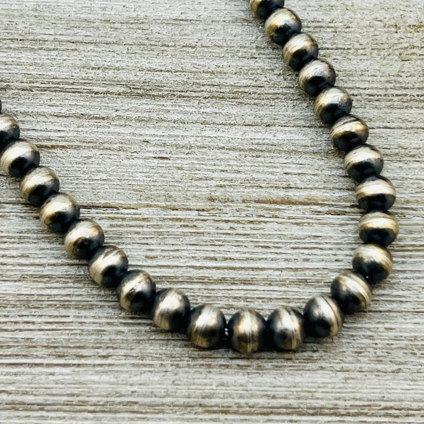20" Sterling silver Navajo handmade 7mm round bead Pearl necklace Dorinda Mariano signed