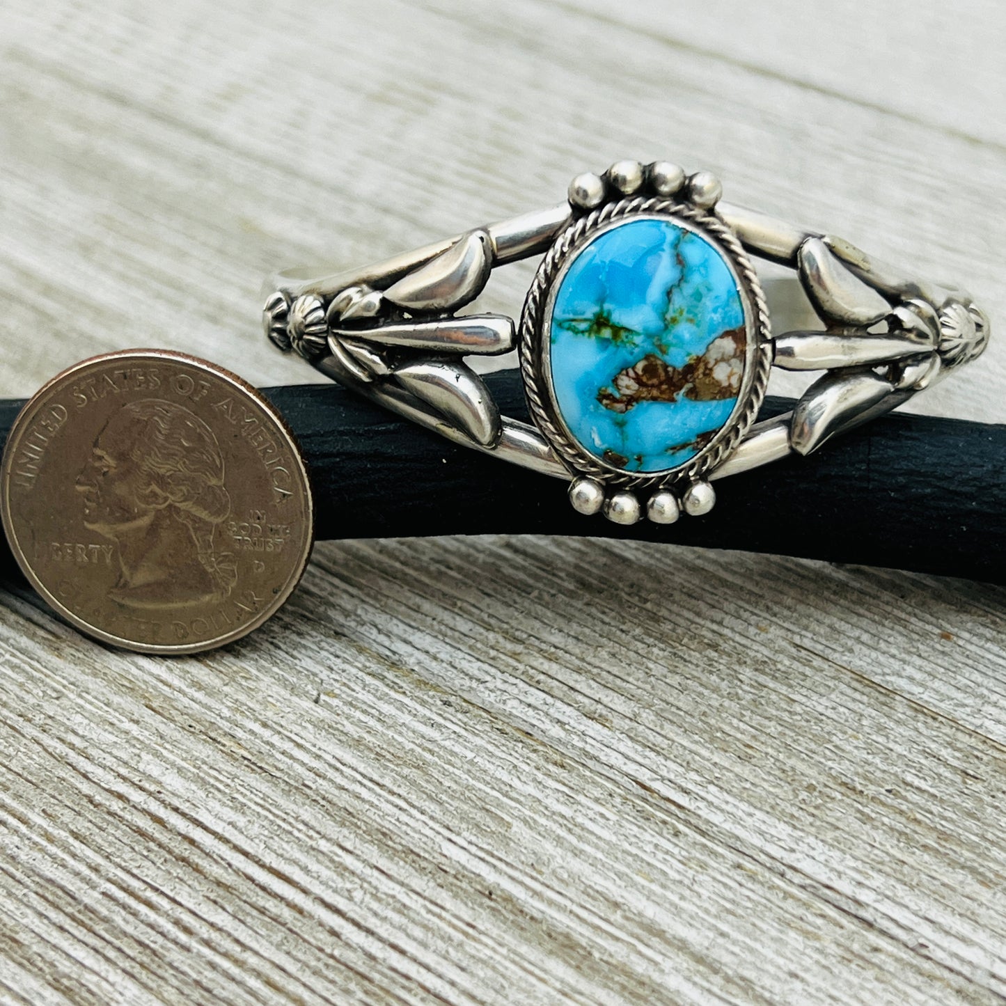 6 1/4" Kingman Turquoise cuff bracelet sterling silver Bobby Platero BR14