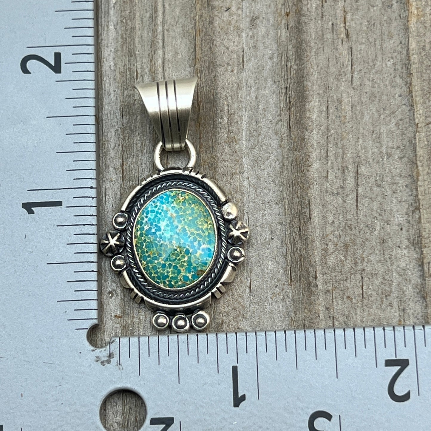 Kingman Turquoise pendant sterling silver Marita Benally Navajo 753