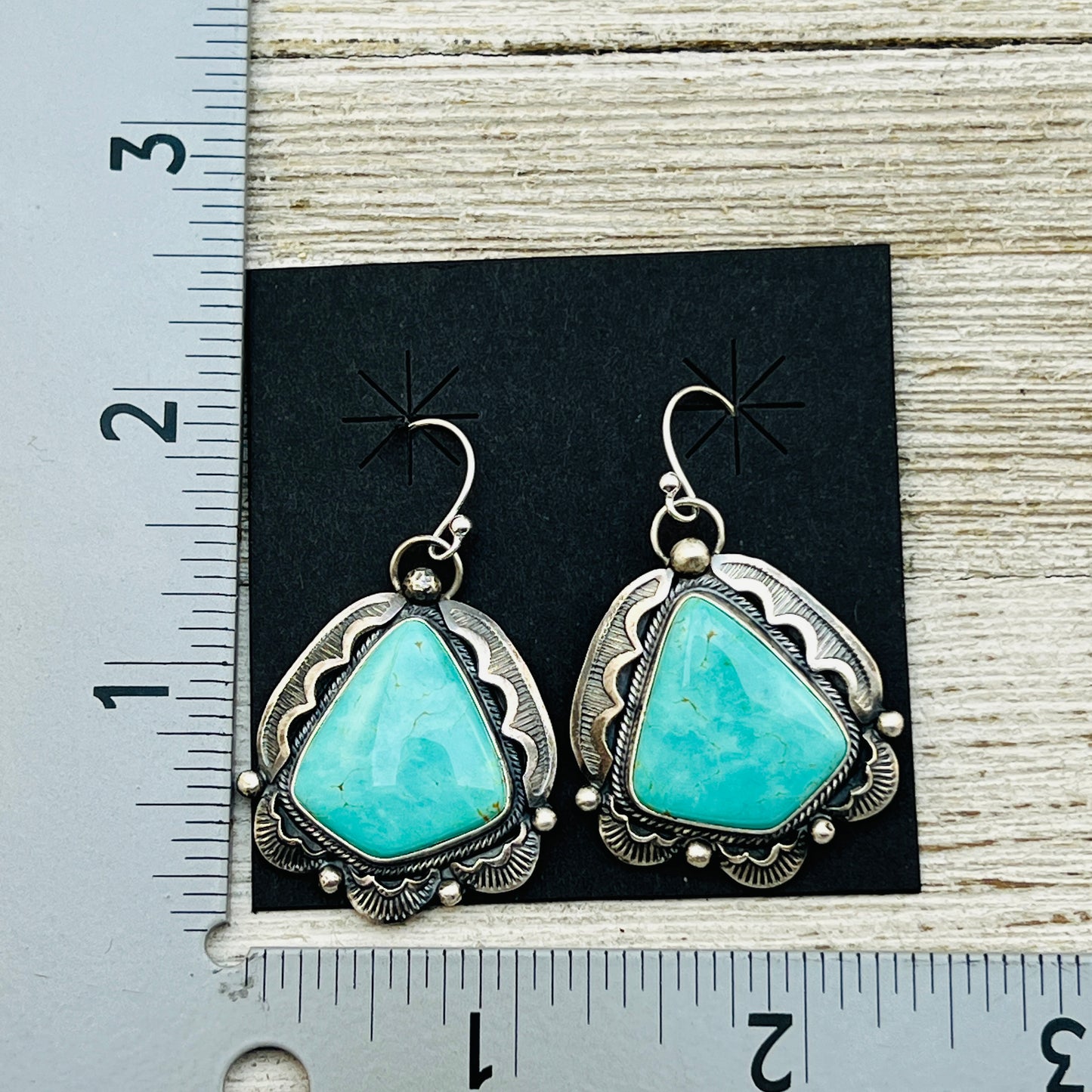 Tyrone turquoise Earrings Jackson Hoskie signed Sterling silver ER10