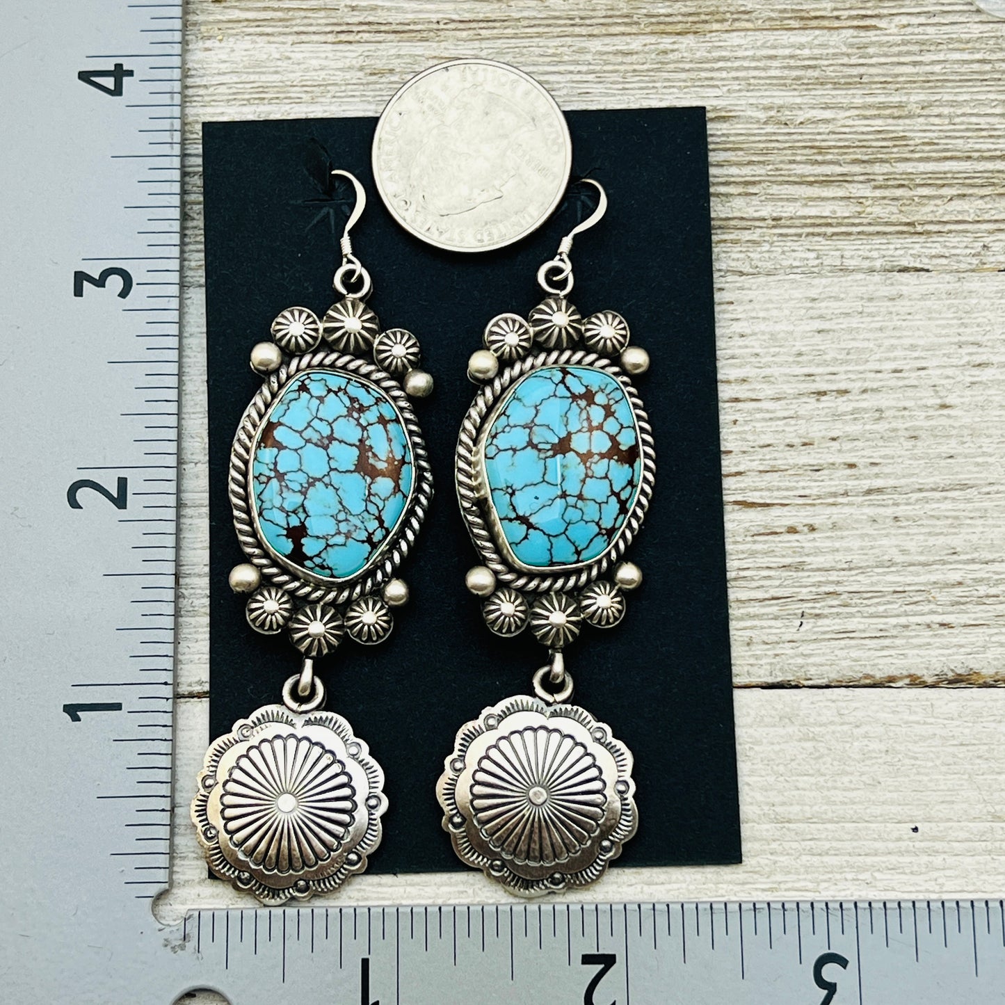 High Quality Egyptian Spiderweb turquoise earrings Michael Calladitto Sterling silver