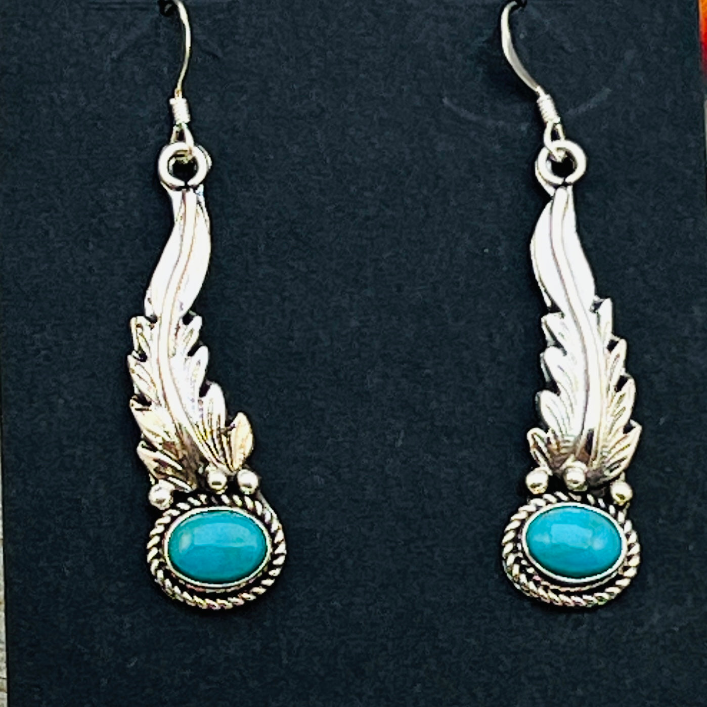 Turquoise  earrings sterling silver Rita Largo Navajo handmade ER37