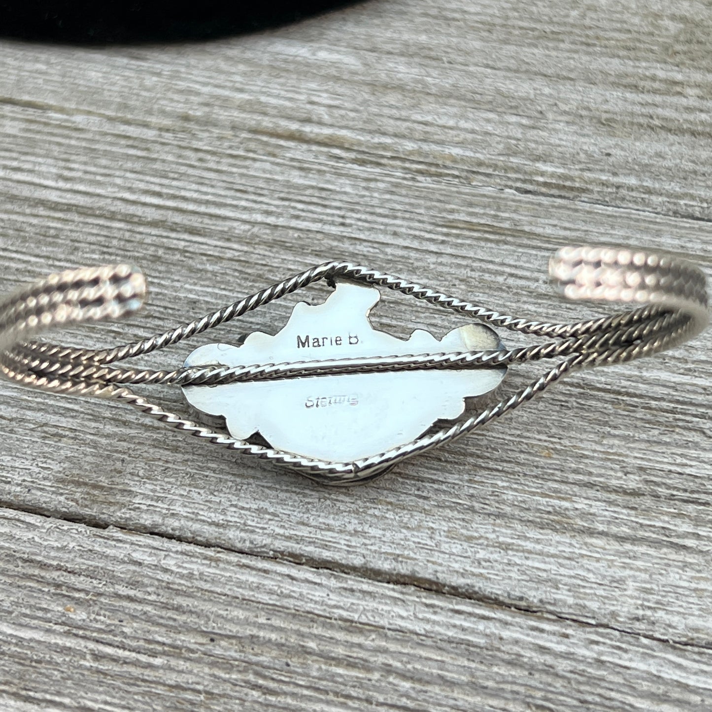 Barrel Racer Sterling silver turquoise cuff Bracelet Navajo handmade Marie Bahe 1