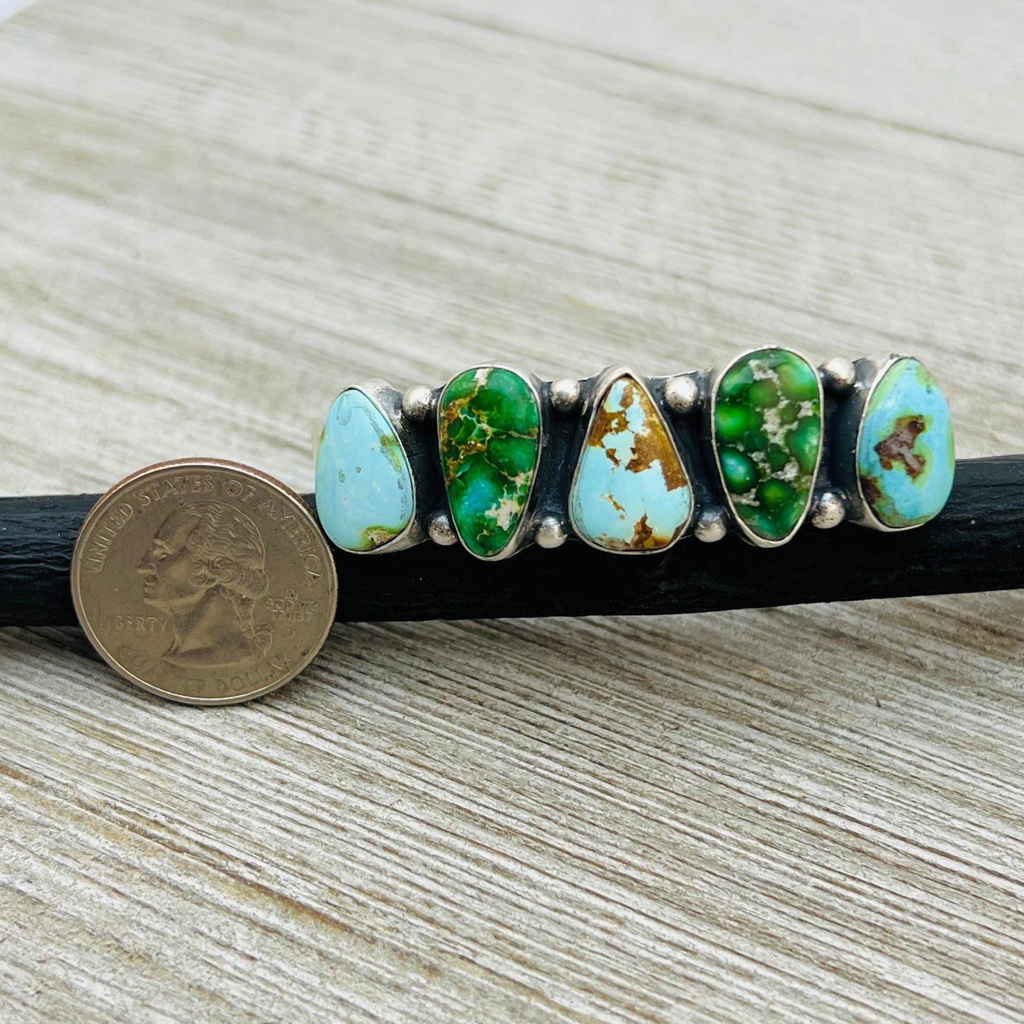 6 1/8" Sonoran polychrome Turquoise cuff bracelet sterling silver Darrell Morgan BR29