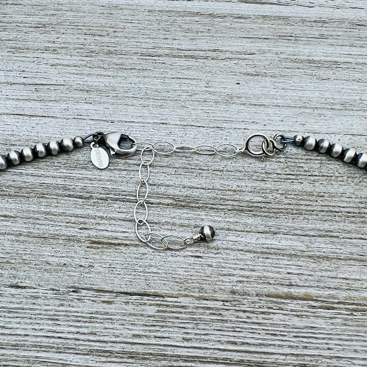 13" 14" 15" 16" 17" adjustable choker, Real Sterling Silver, oxidized, 3mm-6mm Bead Necklace, Western Pearl