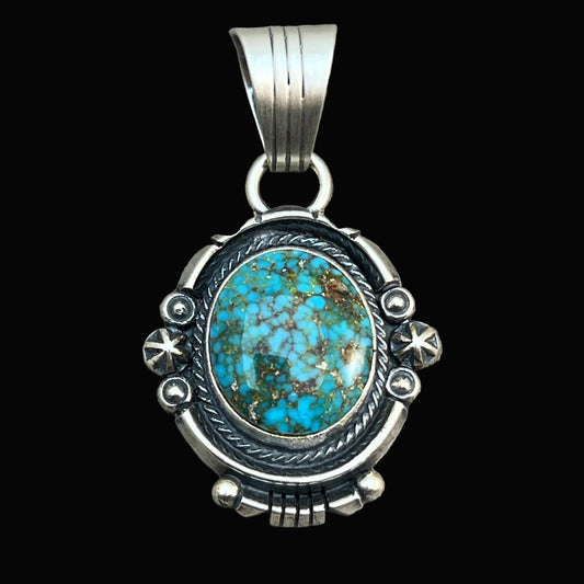 Kingman Turquoise pendant sterling silver Marita Benally Navajo 746