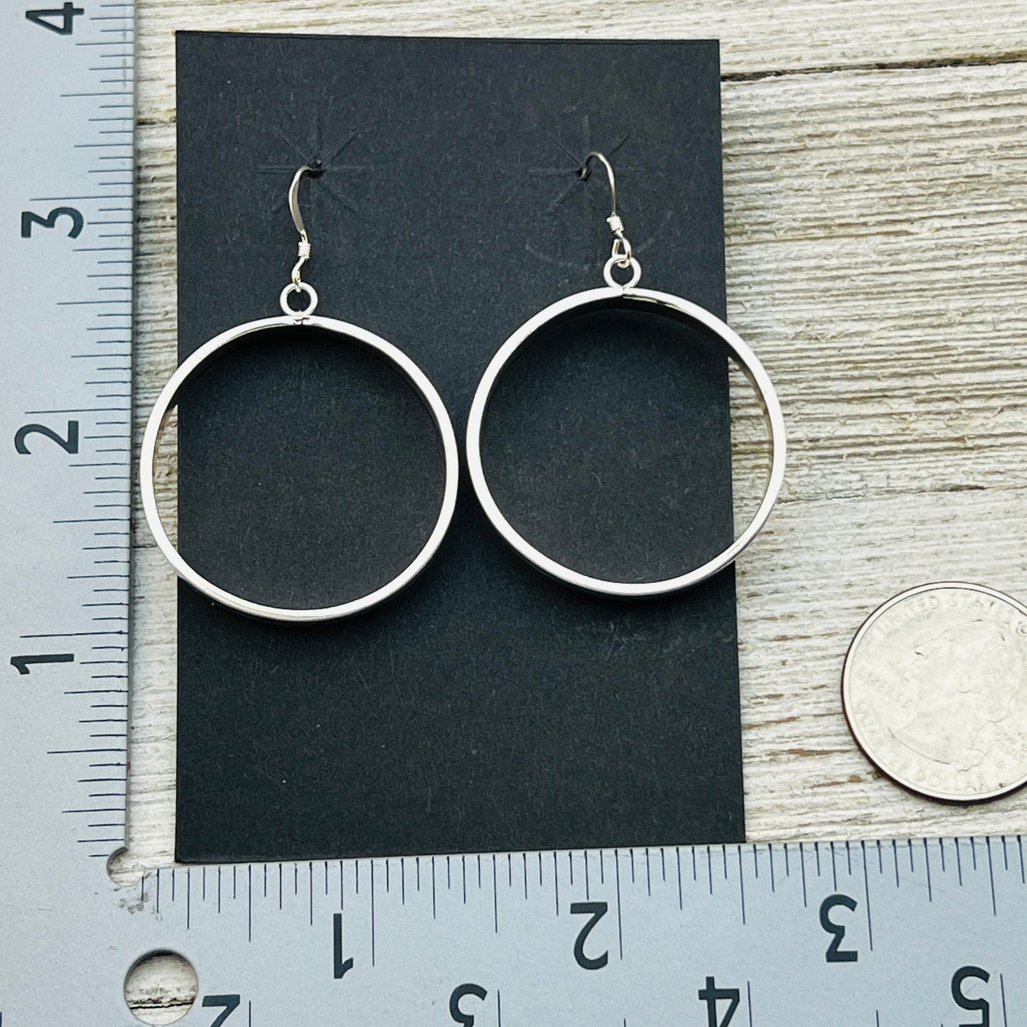Modern Turquoise inlay Dangle hoop earrings Claudine Haloo Zuni Sterling silver ER43