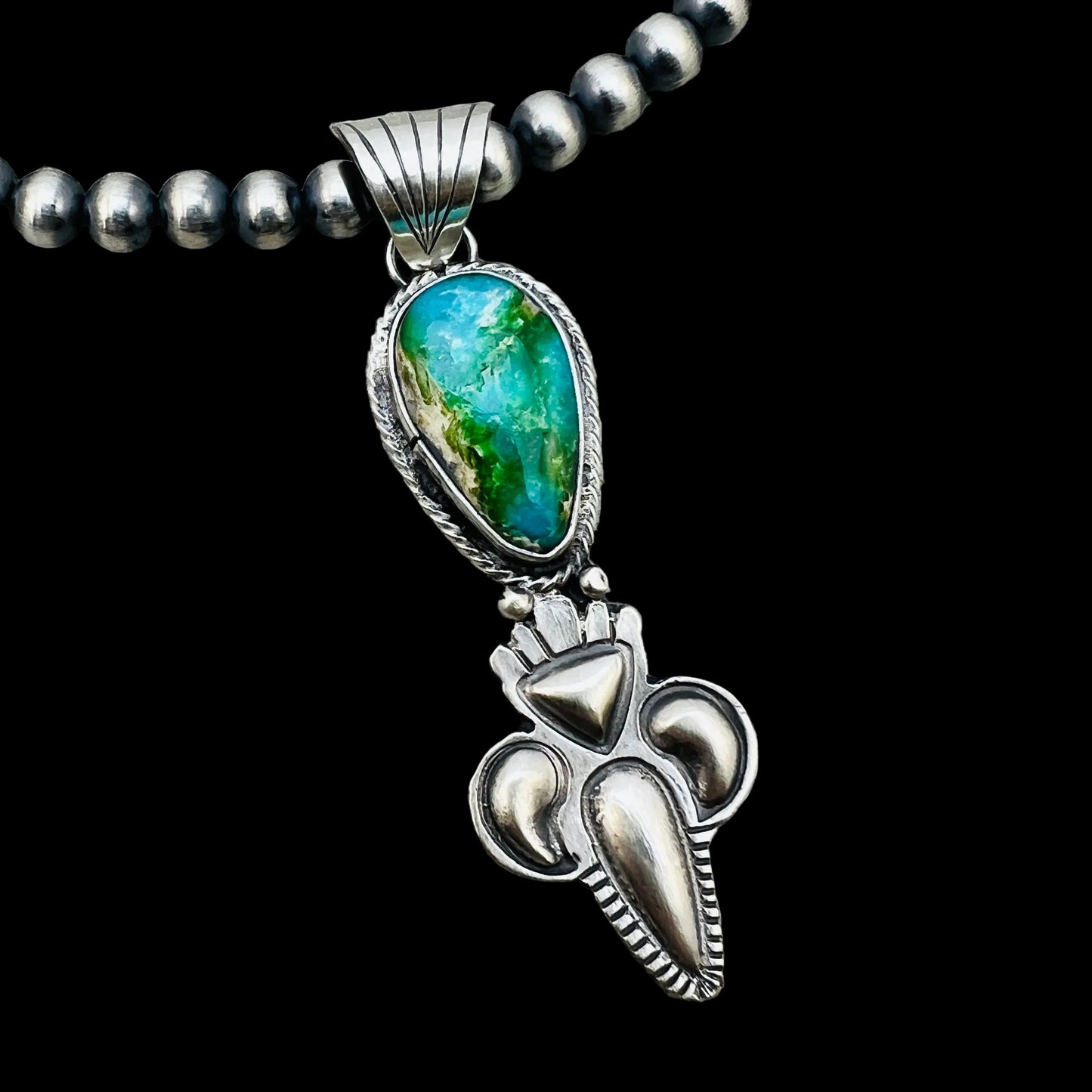 16" Sonoran Gold polychrome Turquoise  Necklace Gary Shorty Sterling Silver NK19