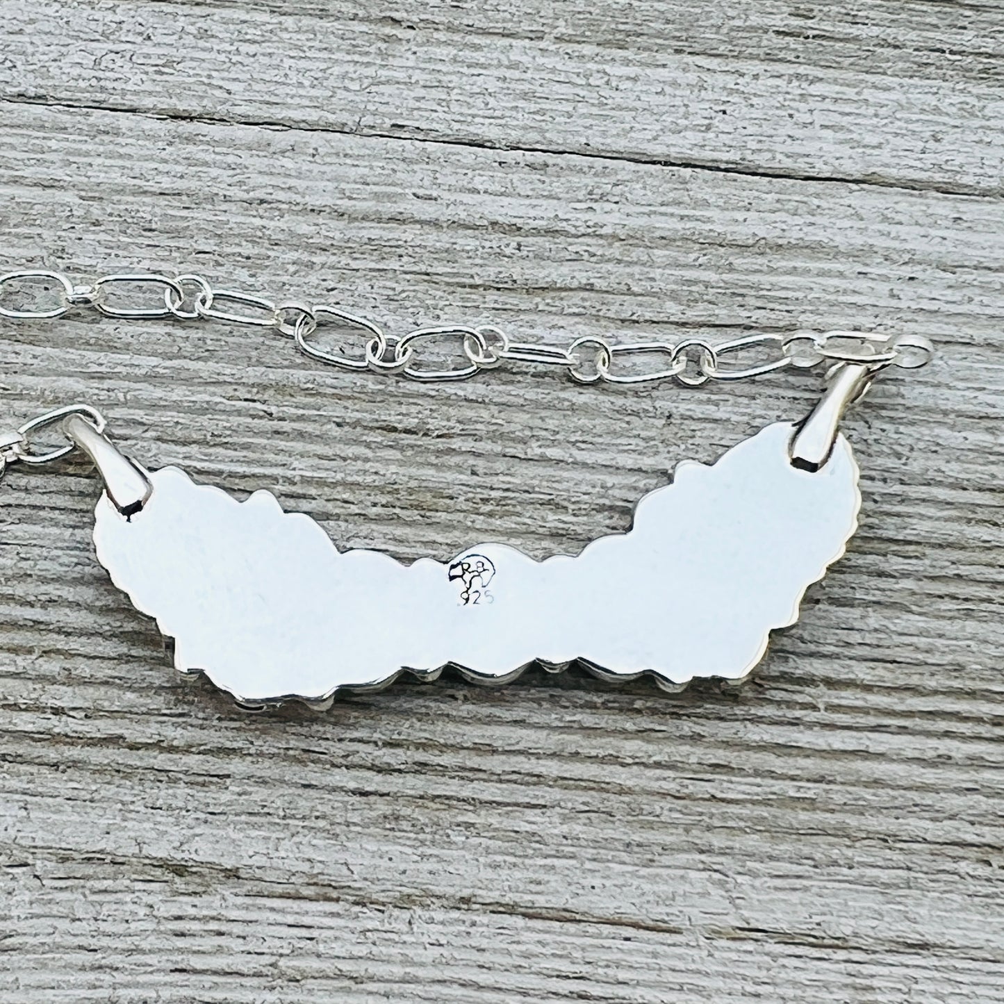 19" adjustable Blue Campitos 3 stone floral bar necklace Sterling Silver NK26