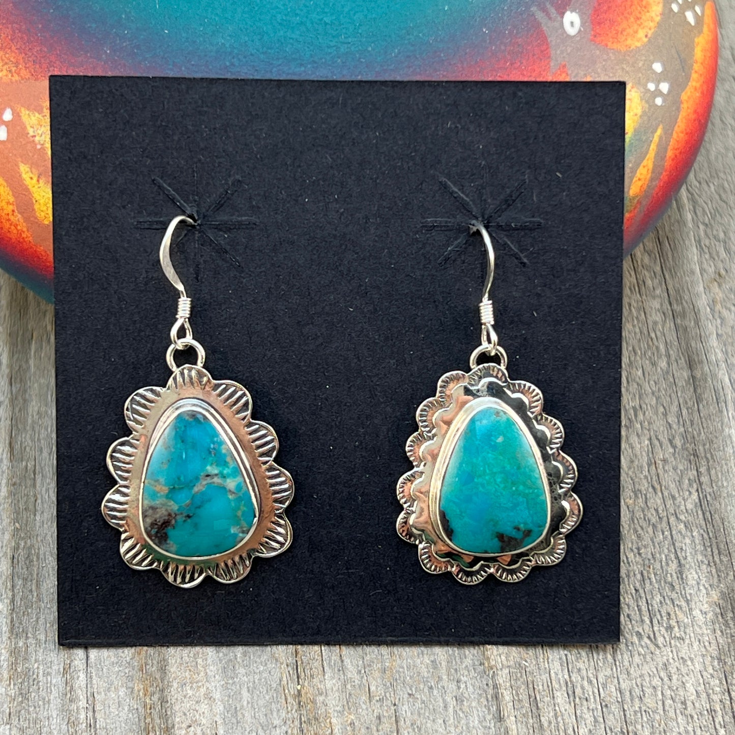 Sterling silver Teardrop Turquoise Earrings Annette Martinez Sterling Silver 846