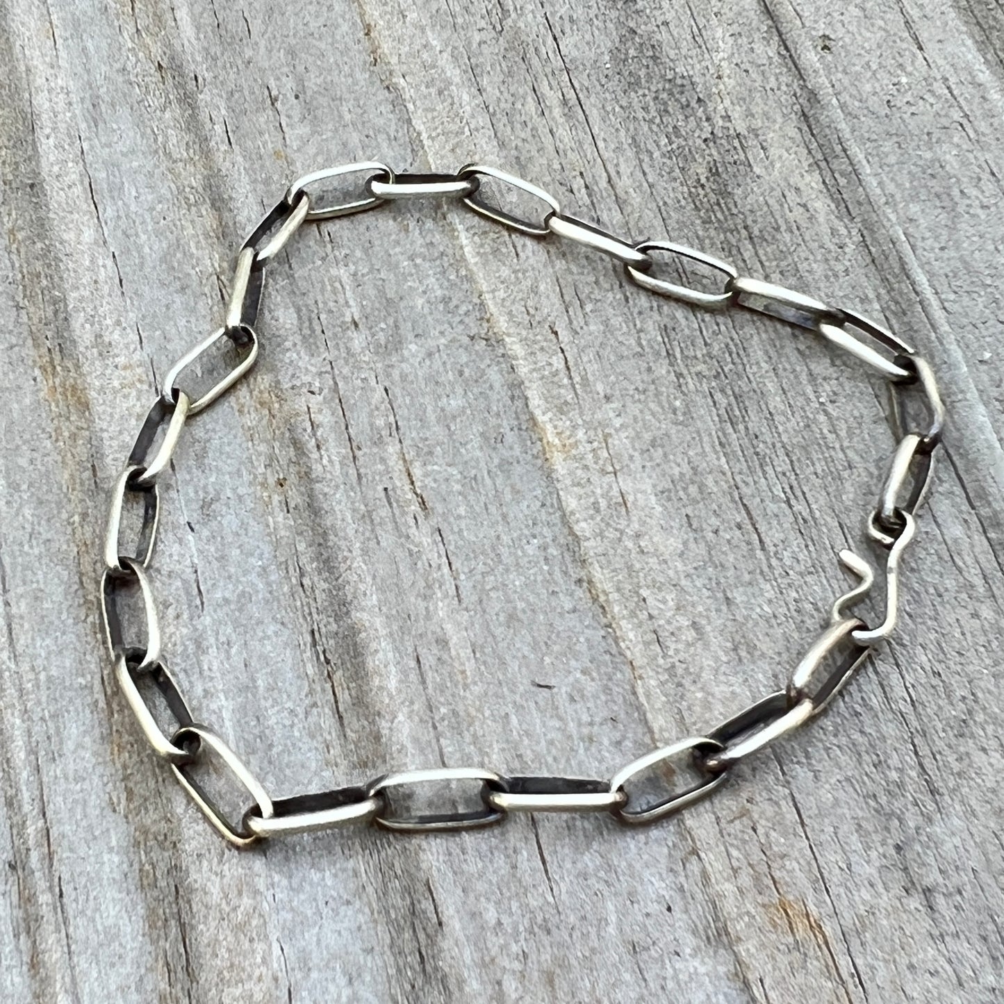 7 3/4" Handmade Sterling silver Paperclip link chain bracelet extension Navajo Sally Shirley CH1