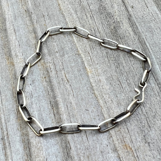 7 3/4" Handmade Sterling silver Paperclip link chain bracelet extension Navajo Sally Shirley CH1