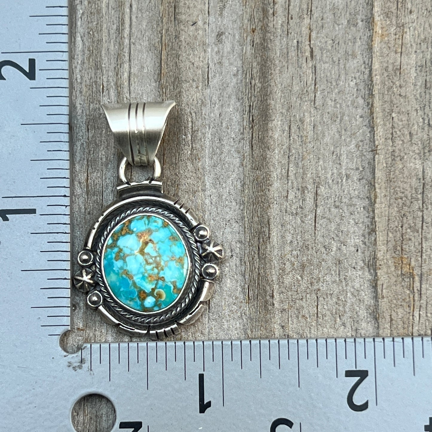 Kingman Turquoise pendant sterling silver Marita Benally Navajo 741