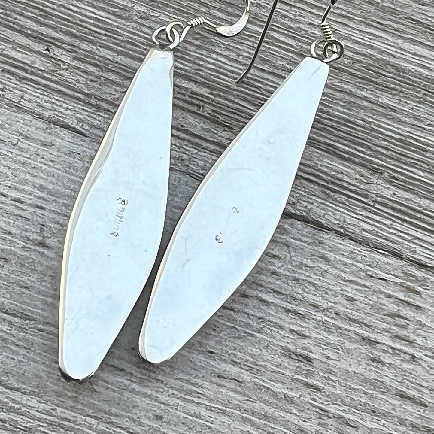 7/8" Blue Turquoise Earrings Navajo handmade by Paul Largo sterling silver 1