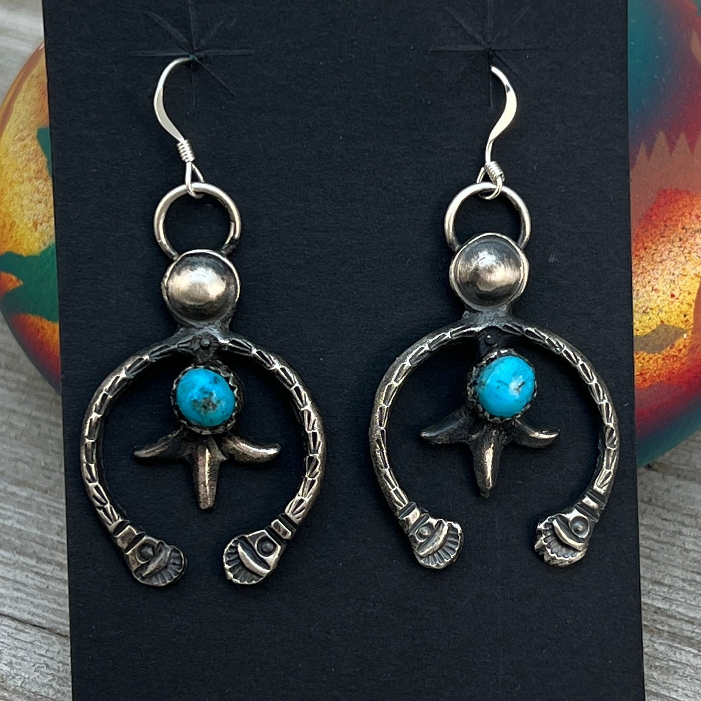 Tufa cast Naja earrings, sterling silver turquoise Navajo Eva & Linberg Billah 5