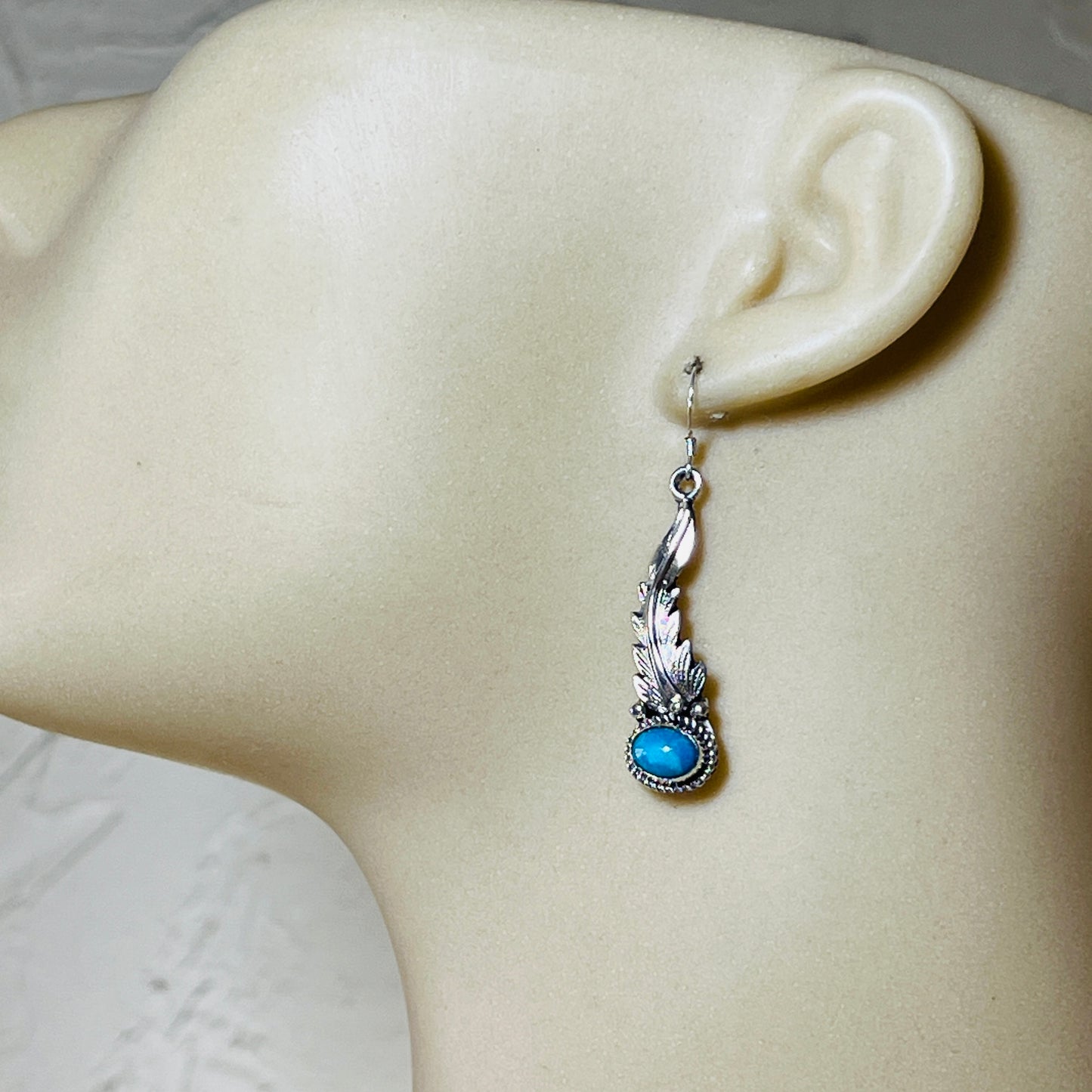 Turquoise  earrings sterling silver Rita Largo Navajo handmade ER36