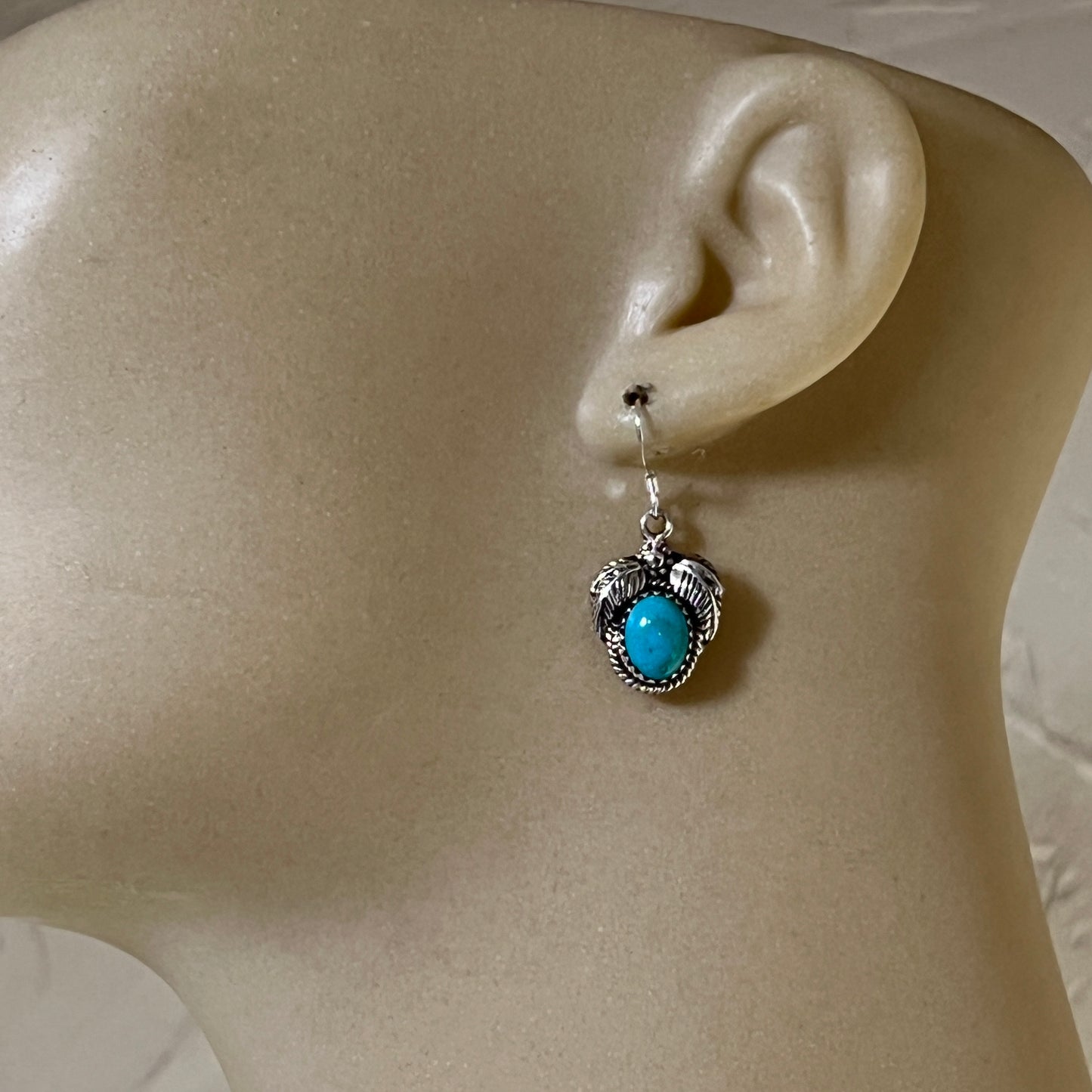 Small Turquoise dangle earrings sterling silver turquoise Sharon McCarthy 417