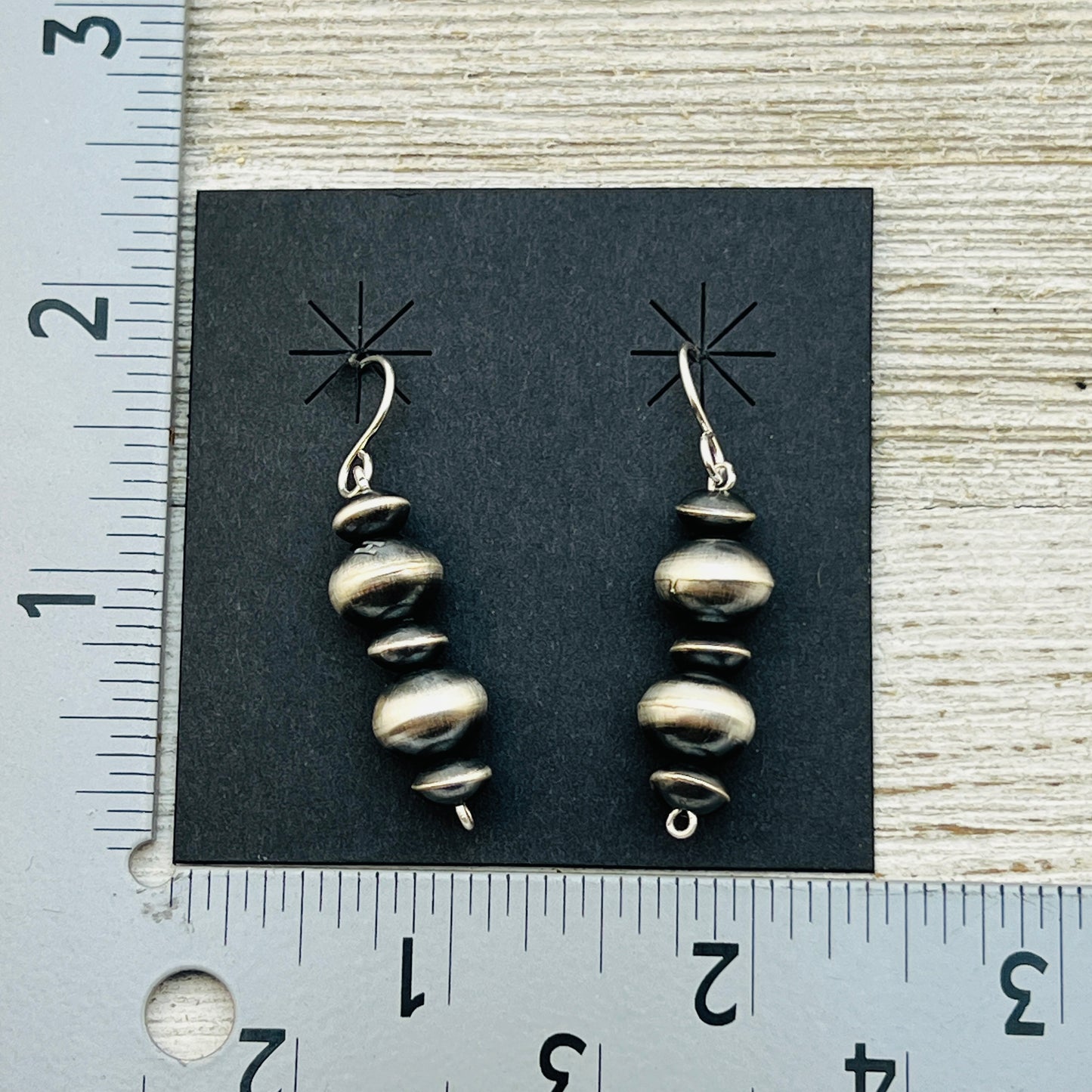 Handmade Sterling silver Navajo Bead Earrings Crystal Haley signed ER11