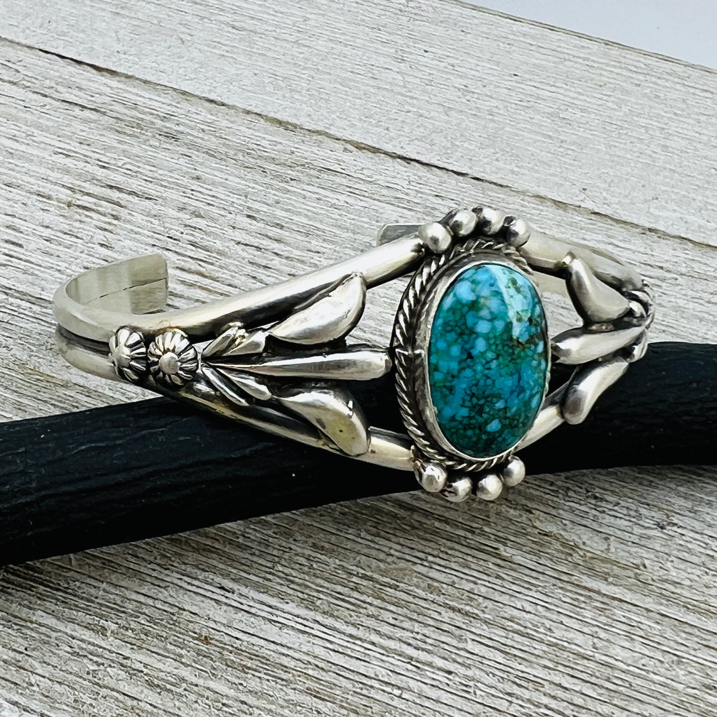 6 1/4" Kingman Turquoise cuff bracelet sterling silver Bobby Platero BR16