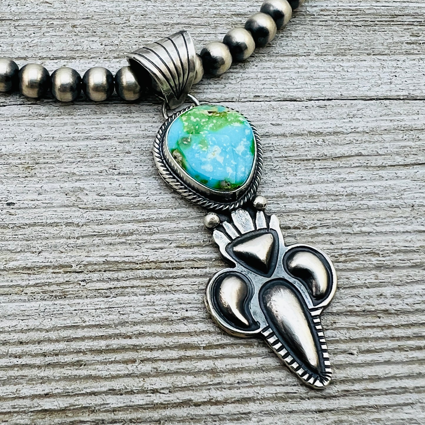 16" Sonoran Gold polychrome Turquoise  Necklace Gary Shorty Sterling Silver NK18