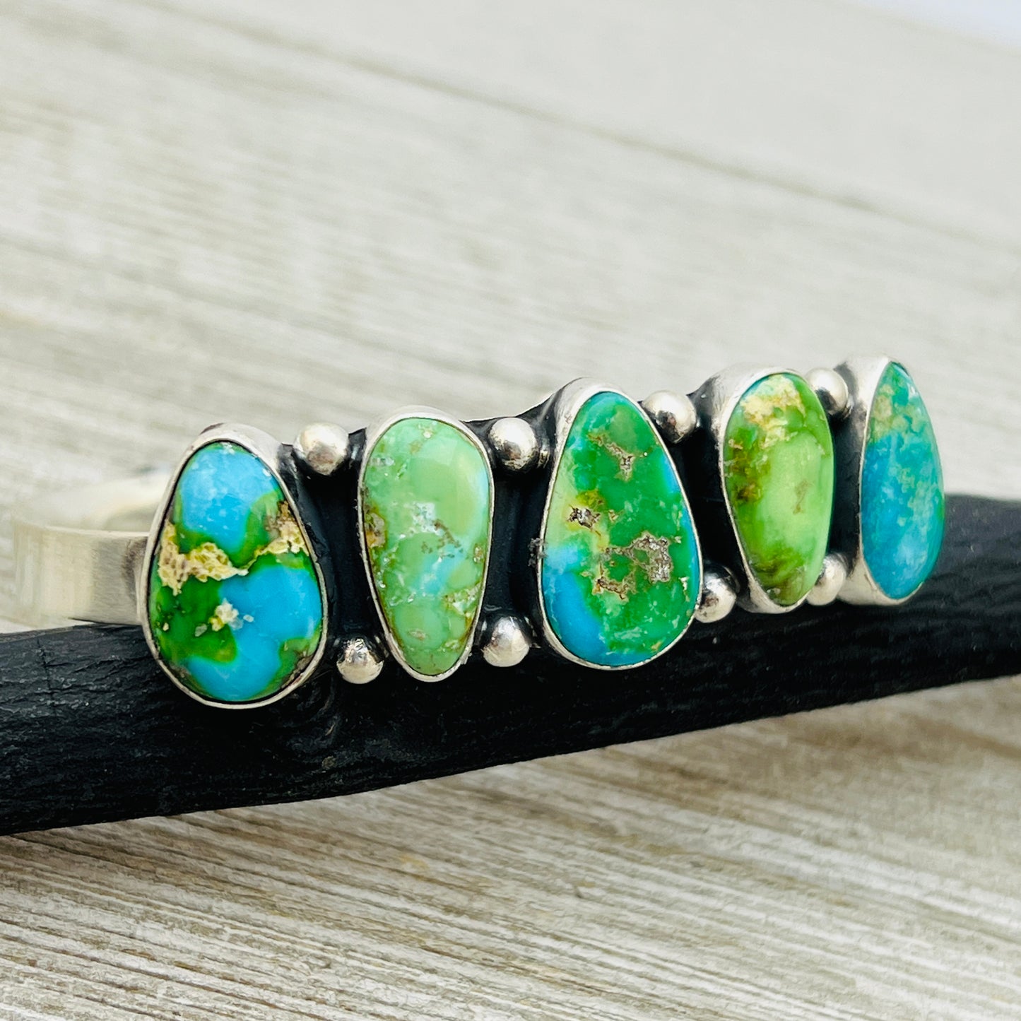 6 1/8" Sonoran polychrome Turquoise cuff bracelet sterling silver Darrell Morgan BR28
