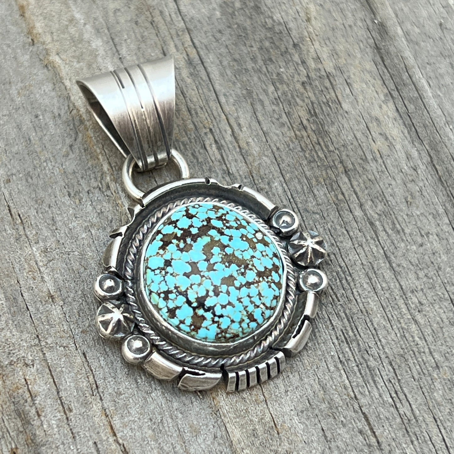 Kingman Turquoise pendant sterling silver Marita Benally Navajo 755