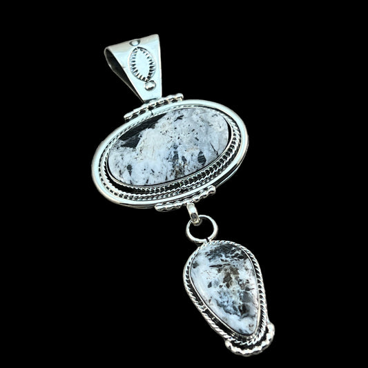 White Buffalo Pendant Sterling silver Navajo Handmade Mike Smith 518