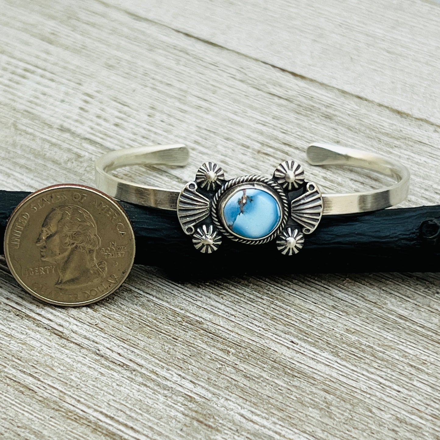 6 1/4" Golden Hills Turquoise Sterling Silver Genevieve Francisco Navajo handmade BR36