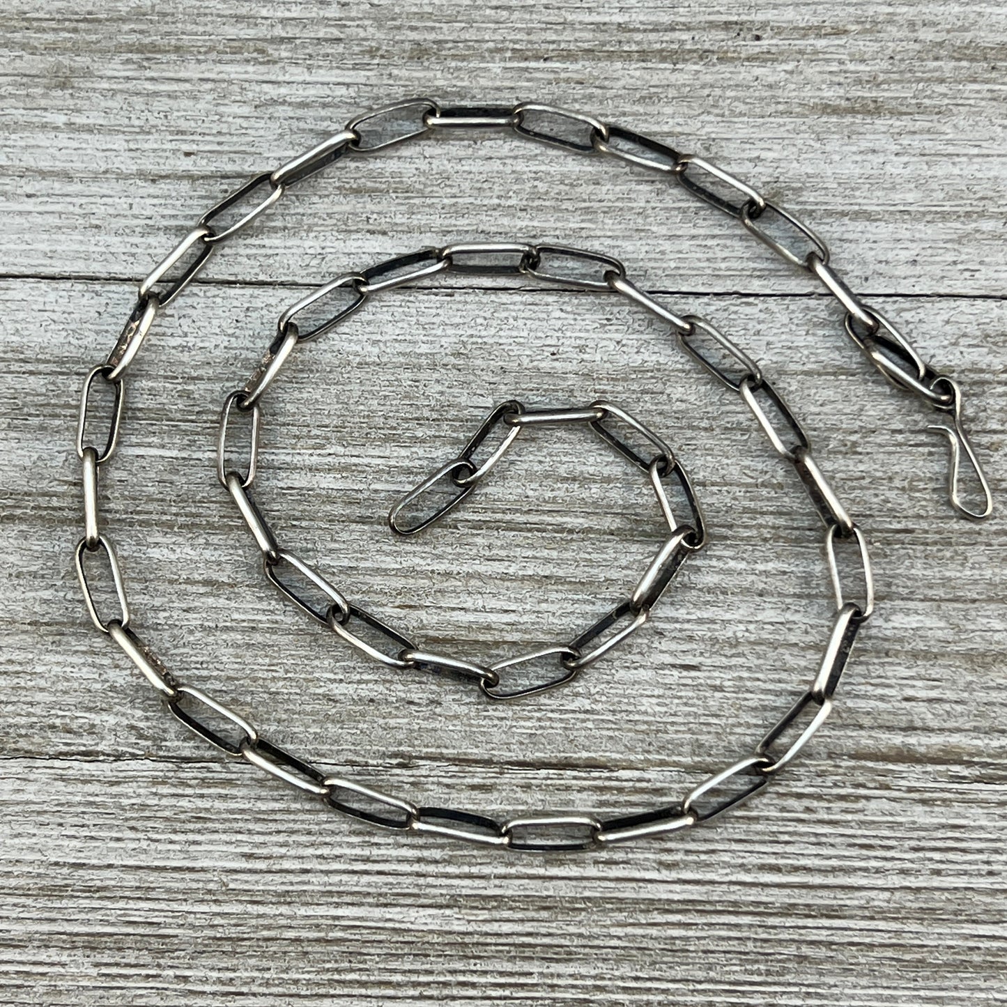 18" Sterling Silver Navajo Handmade Paper Clip Link Chain necklace Sally Shirley CH18