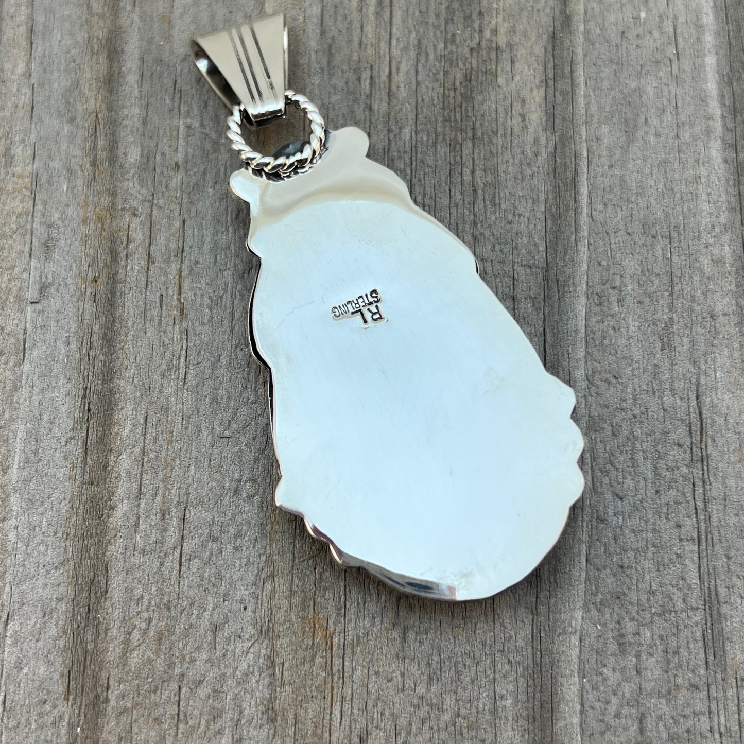 Blue Smokey Kingman Turquoise pendant sterling silver Rose Lee Navajo 787