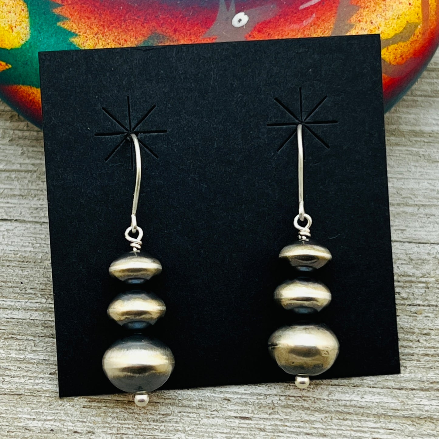 Handmade Sterling silver Navajo Bead Earrings Amanda Larry ER12