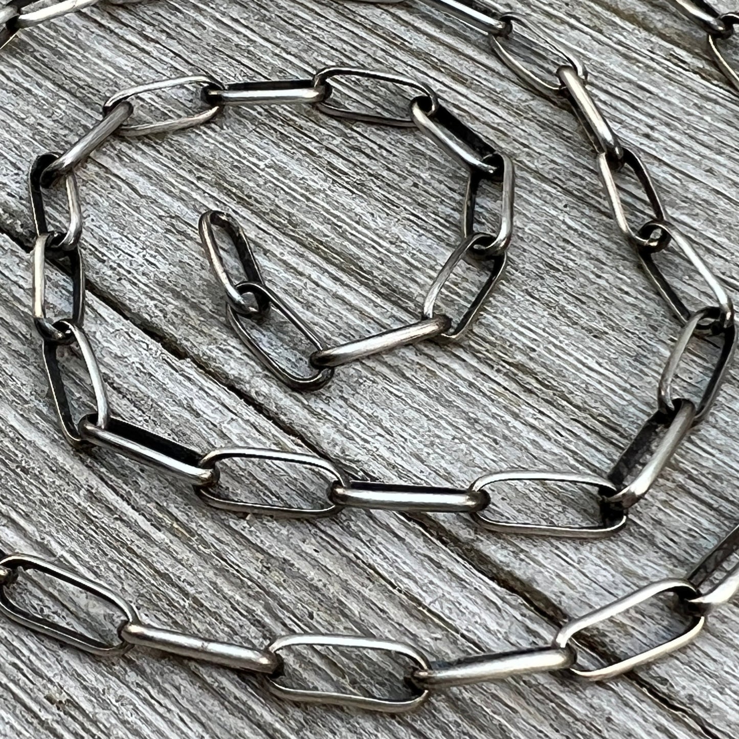 18" Sterling Silver Navajo Handmade Paper Clip Link Chain necklace Sally Shirley CH18