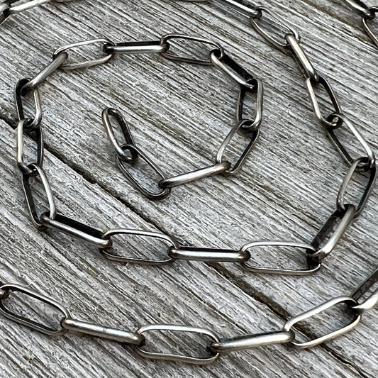 18" Sterling Silver Navajo Handmade Paper Clip Link Chain necklace Sally Shirley CH18
