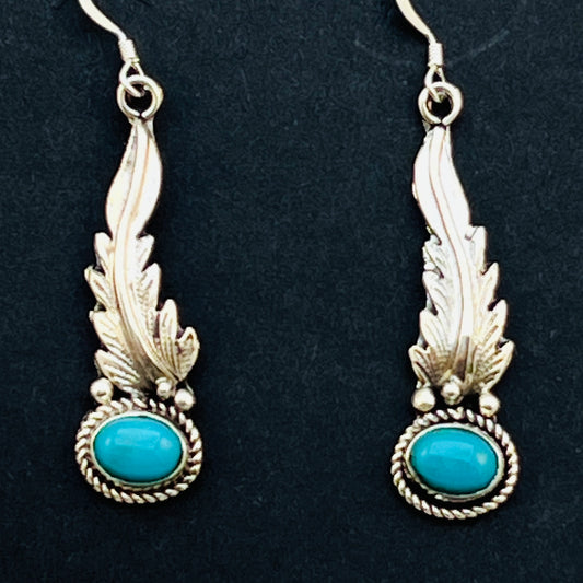 Turquoise  earrings sterling silver Rita Largo Navajo handmade ER38