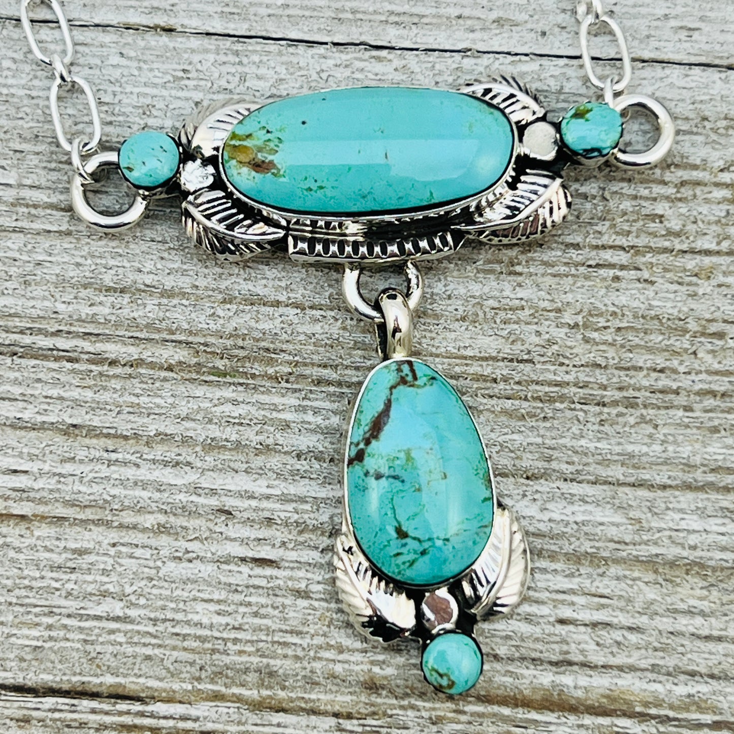 21" Turquoise necklace Navajo handmade Gilbert Smith
