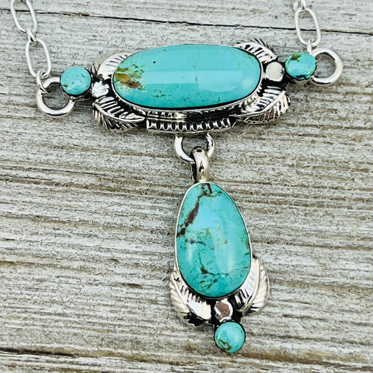 21" Turquoise necklace Navajo handmade Gilbert Smith